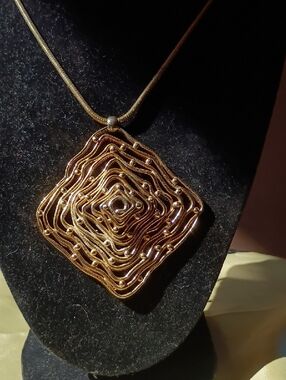 Vintage Gold-Tone Layered Square Pendant Necklace - Women Jewelry